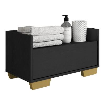 Gabinete Armário Banheiro 60Cm Multimóveis V3625 Preto/Natural Preto/Natural