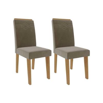 Cadeira Sala De Jantar Taís Kit 2 Un Nature-suede Joli Capuccino - Cimol