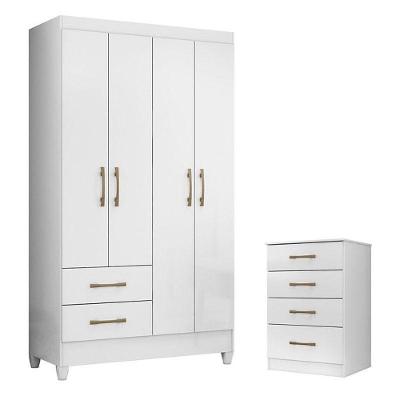 Guarda Roupa Solteiro Chile E Cômoda Ms913 Branco Brilho – Moval