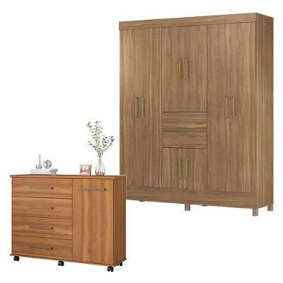 Cômoda Flora E Guarda Roupa Casal Munique Amêndola Touch - Demóbile