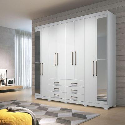 Guarda Roupa Casal 238cm 8 Portas 6 Gavetas Com Espelho Branco