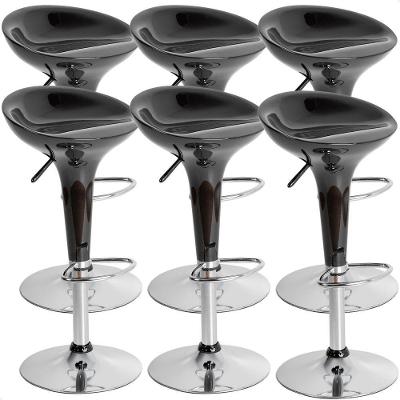 Banquetas Giratória Alta Tulipa Lotus Assento Abs Kit 06 Un Preto