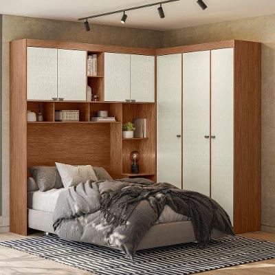 Guarda Roupa De Canto Com 7 Portas 4 Gavetas E Cabeceira Jatoba/areia