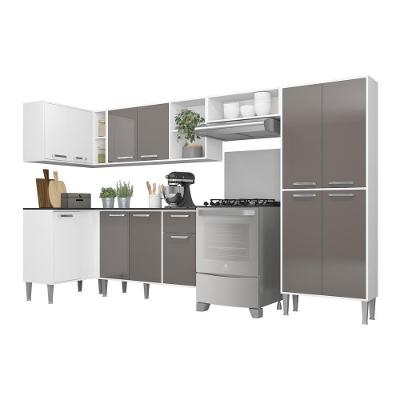 Armário De Cozinha Completa 6 Peças Xangai Zouk Multimóveis Branco/Lacca Fumê Branco/Lacca Fumê