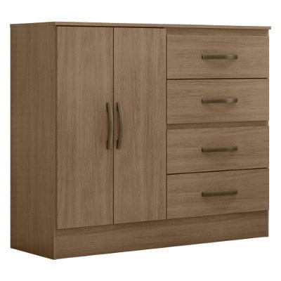 Comoda Lite 4 Gavetas 2 Portas Carvalho Oak - Móveis Leão
