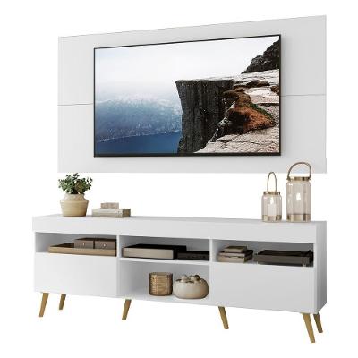 Rack Com Painel E Suporte Tv 65" Retrô Londres Multimóveis V3347 Branco/Natural Branco/Natural
