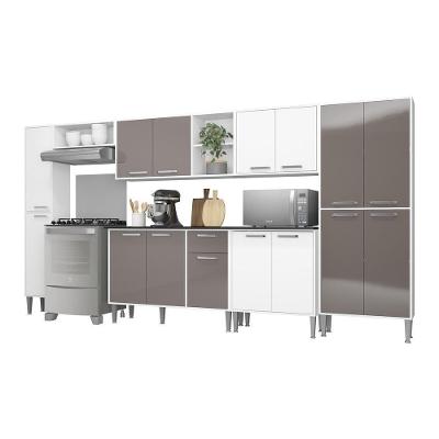 Cozinha Compacta Com Armário E Balcão Xangai Blues Multimóveis Branca/Lacca Fumê Branco/Lacca Fumê