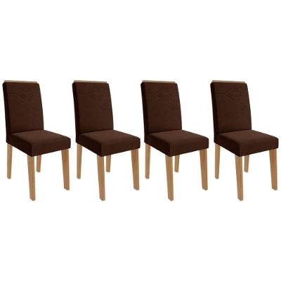 Cadeira Sala De Jantar Taís Kit 4 Un Nature-suede Joli Chocolate - Cimol