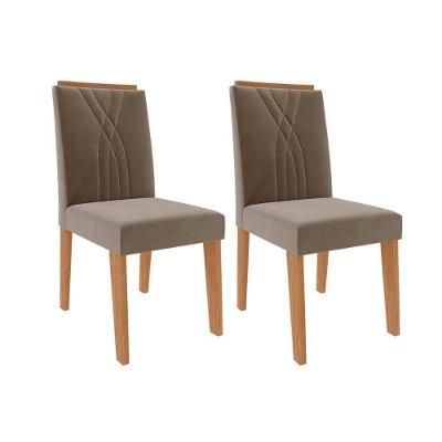 Cadeira Sala De Jantar Nicole Kit 2 Un Nature-suede Joli Chocolate - Cimol