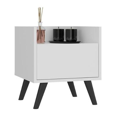 Gabinete Armário Banheiro 40Cm Retrô Multimóveis V5037 Branco/Preto Branco/Preto