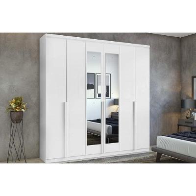 Guarda Roupa Casal 6 Portas (2 C- Espelho) E 4 Gavetas Alonzo New Branco - Lopas