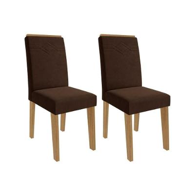 Cadeira Sala De Jantar Taís Kit 2 Un Nature-suede Joli Chocolate - Cimol