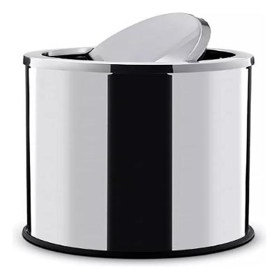 Lixeira Inox Basculante 30 Litros Grande Cesto De Lixo Tampa Giratoria Escritorio Banheiro Cozinha Prata