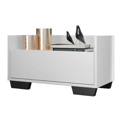 Mesa De Cabeceira 60Cm Multimóveis V3628 Branca/Preta Branco/Preto