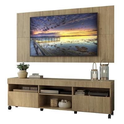 Rack Com Painel E Suporte Tv 65" Com Rodízios Londres Multimóveis V3345 Rustic Rustic