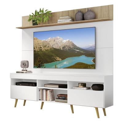 Rack Retrô Com Painel Tv 65" Madri Multimóveis V3371 Rustic/Branco/Natural Rustic/Branco/Natural