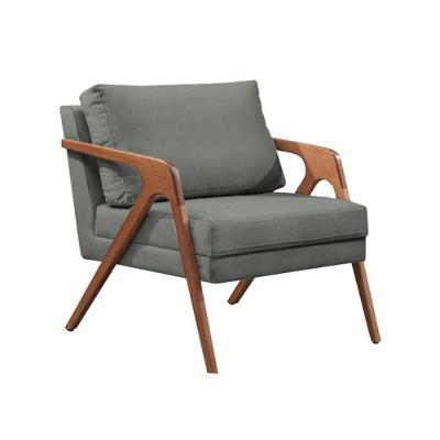 Poltrona Decorativa Mona Luxo Linho Cinza Escuro Moderna