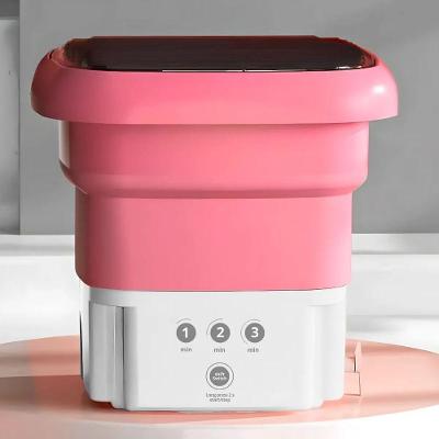 Mini Máquina De Lavar Roupa Portátil Dobrável - Rosa
