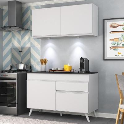 Armário De Cozinha Compacta 2 Peças Com Leds Mp2012.891 Veneza Up Multimóveis Branco