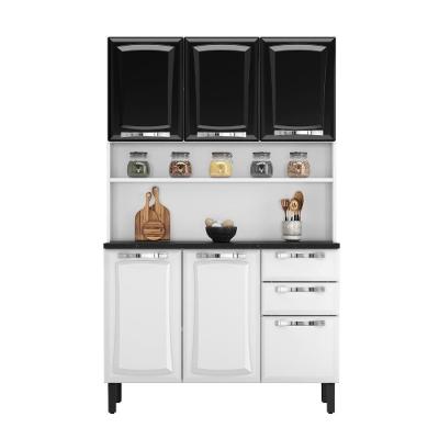 Kit De Cozinha Compacta Branco E Preto 120 Em Aço 6 Portas 2 Gavetas Pratika