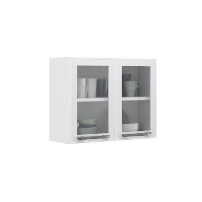 Armário Aéreo De Cozinha Branco 2 Portas Com Vidro New Premium