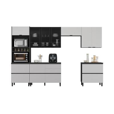 Cozinha Completa Itatiaia Lumina 350cm Em Madeira Mdf Grafite/fendi