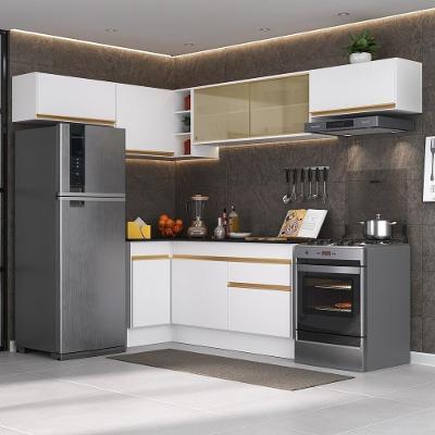 Cozinha Completa De Canto Mp2095 Com Armário E Balcão Branca