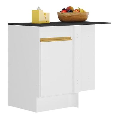 Balcão Cozinha De Canto Com Rodapé 1 Porta Veneza Multimóveis V2120 Branco/dourado Branco/dourado