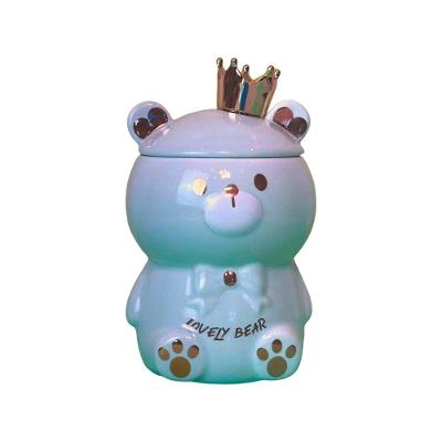 Caneca De Porcelana 3d Com Tampa E Colher - Ursinho Verde, Elegância E Estilo Para Sua Bebida
