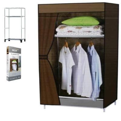 Guarda Roupa Portatil Armario Arara Roupas Organizador Cabideiro Prateleiras Organizador Compacto Marrom Tamanho: U