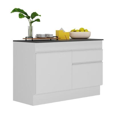 Balcão Cozinha 120cm Com Rodapé 2 Portas 1 Gaveta Veneza Multimóveis V2117 Branco Branco