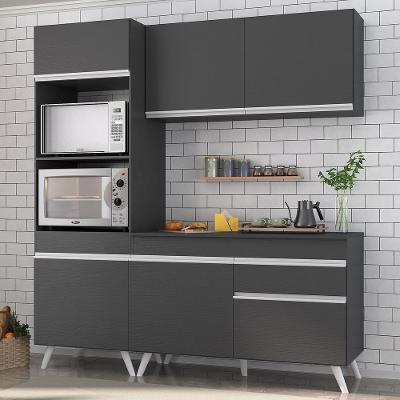 Armário De Cozinha Compacta 3 Peças Mp3694.898 Veneza Multimóveis Preto