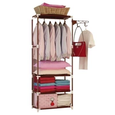 Guarda-roupa Portátil Arara Com 3 Prateleiras E Cabideiro