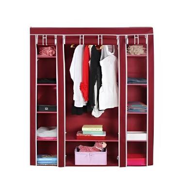 Guarda-roupa Portátil Com Cabideiro E Prateleiras Vermelho