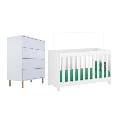 Berço Multifuncio 3x1+ Cômoda Ditália 4 Gavetas BBI-51 DM-239 Branco