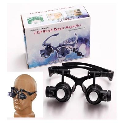 Óculos Lupa Cabeça 20x Com Luz Dupla Para Reparos E Estética