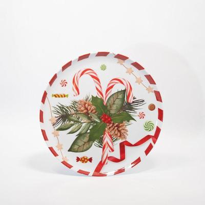 Prato Enfeite Decorativo Refeição De Natal Melamina 28cm