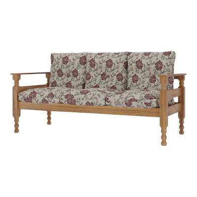 Sofá 3 Lugares Madeira Maciça Liz Multimóveis Vcr7000 Floral Vermelho Floral Vermelho