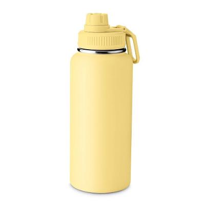 Garrafa Térmica Amarela Com Alça E Bico - 960ml, Dupla Parede