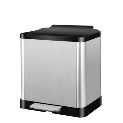 Lixeira Dupla Coleta Seletiva Inox 20l Com Pedal Removível