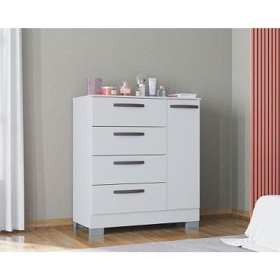 Cômoda Ambiente 868 4 Gavetas E 1 Porta Branco Brilho - Poquema