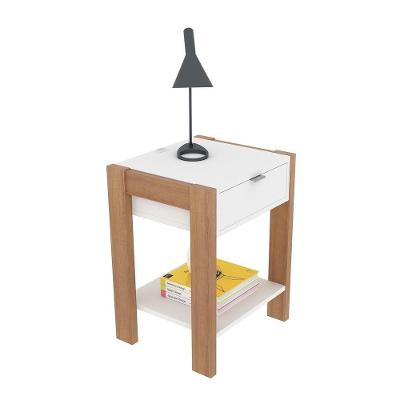 Mesa De Cabeceira Multimóveis Vcr35003 Amêndoa/Branca Amêndoa/Branco