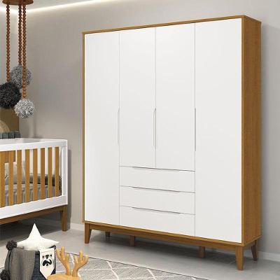 Guarda Roupa Infantil Classic Elfe Branco Acetinado Savana Amadeirado - Reller
