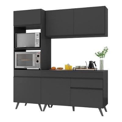 Armário De Cozinha Compacta 182cm Veneza Multimóveis V3694 Preto Preto