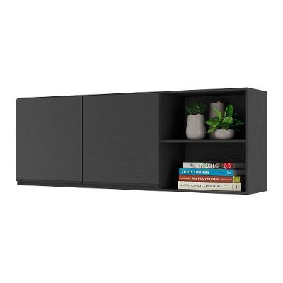Armário De Cozinha Aéreo 150cm 2 Portas Veneza Multimóveis V3741 Preto Preto