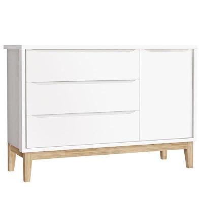 Cômoda Infantil New Classic Com Porta Branco Com Pés Madeira Natural ? Reller