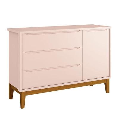 Cômoda Infantil New Classic Rosa Com Pés Madeira ? Reller