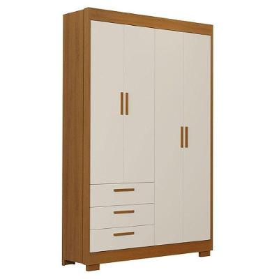 Guarda Roupa Infantil Zaki 4 Portas Areia Acetinado Savana - Reller