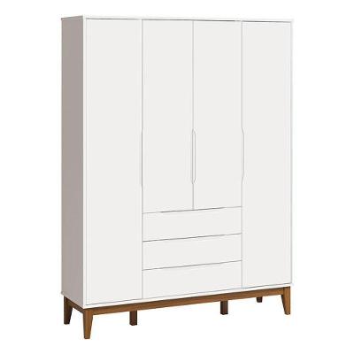 Guarda Roupa Infantil Classic Elfe Branco Acetinado Amadeirado - Reller