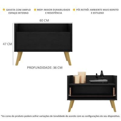 Gabinete De Banheiro Retrô 60 Cm Fg3624 Preto/natural